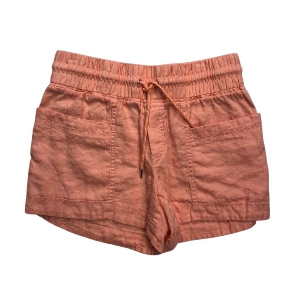 Athleta Peach Linen Blend Drawstring Pocket Shorts Women Size‎ 6